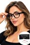 Black Unisex Retro Modern Thick Glasses with Blue Light Filter - 4