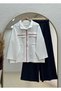 Elvira Gold Buttoned Ribbon Detailed Trouser Suit-Pn3271 White - 2