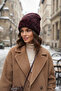 Women's Zebra Patterned Soft Plush Beanie Soft Textured Folded Winter Snow Beanie - 4
