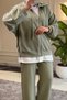 6653 - Stylish Comfortable Loose Viscose Soft Modal Fabric Peach Fabric Garnished Zippered Hooded Women's Set - 9
