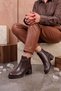Kaven Genuine Leather Heel-Headed Women's Boots Brown - 3