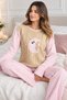 Women's Plush Textured Pajama Set Thick Winter Homewear Embroidered Warm Home Set Soft Sleepwear and Homewear