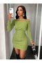 Rochie mini, verde - 7