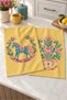 Fairy Tale Horse Yellow Turquoise Rocking Horse and Floral Patterned 2-Piece Kitchen Towel Set 35X55 - 2