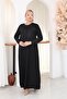 Plus Size Gold Stone Lace Detailed Dress - 3