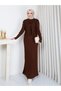 Women's Long Knitted Dress with Silver Detailing
