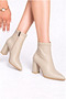 Women's New Season Leather Pointed Toe Vittoriá Beige Heeled Zippered Boots - 2