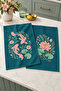 Carp Pond Petrol Green Pink Carp and Lotus Patterned 2-Piece Kitchen Towel Set 35X55 - 4