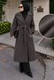 Belt Epaulet Detailed Cashmere Coat Tsd260317 Smoked - 2