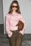 Evoria Women's Wide Sleeve Detailed Fitted Waist Pink / Patterned Blouse