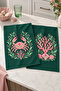 Coral Garden Green Pink Crab and Coral Patterned 2-Piece Kitchen Towel Set 35X55 - 4