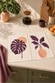 Plum Monstera Plum Leaf and Vase Patterned Modern 2-Piece Kitchen Towel Set 35X55