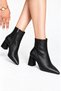 Women's New Season Leather Pointed Toe Vittoriá Black Heeled Zippered Boots - 2