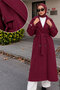 Belted Shoulder Pad Detailed Cashmere Coat Tsd260317 Plum - 2