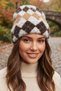 Women's Diamond Patterned Soft Plush Beanie Soft Textured Folded Winter Snow Beanie - 4