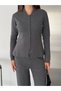 Hakim Lapel Collar Button Detailed Knitwear Cardigan and Relaxed Fit Wide Leg Pants Bottom Top Set Aw26Au0015 - 3
