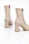 Women's New Season Leather Pointed Toe Vittoriá Beige Heeled Zippered Boots - 5