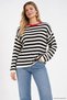 Contrast Collar Striped Oversize Sweater - 7
