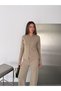 Hakim Lapel Collar Button Detailed Knitwear Cardigan and Relaxed Fit Wide Leg Pants Bottom Top Set Aw26Au0015 - 2