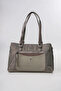 Women's Shoulder Bag with Zippered Front Pocket, Textured and Patent Leather Detailed Daily Stylish Bag Gray 18316