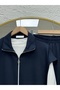 Violette Zippered Double Pocket Vest 3-Piece Set-Mf677 Navy Blue - 3
