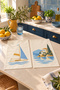 Riviera Sail Blue Yellow Sailboat and Coastal House Patterned 2-Piece Kitchen Towel Set 35X55 - 4