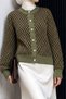 Houndstooth Patterned Knitwear Cardigan Tsd260319 Green - 4