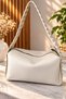 Rocker Beige Handbag with Silver Staple Detail - 3