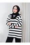 Women's Striped Zippered Oversize Knitwear Set - 2