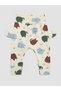Unisex Baby Patterned High Waist Interlock Cotton Trousers with Ear Detail - 4