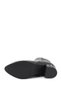 Women's Black Zippered Thick Heeled Boots - 7