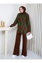 Women's Square Patterned Oversize Knitwear Set - 5