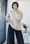 Premium High Collar Button Detailed Knit Sweater - Stone - 4