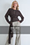 Women's Brown Crew Neck Belted Buttoned Cardigan Alc-X15885 - 2