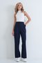 Women's Navy Blue High Waist Wide Leg Fabric Trousers Alc-X15895 - 3