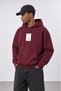 Men's Horse Patch Detailed Oversize Hoodie Claret Red - 3