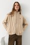 Lobeile women's zippered pocket beige sweatshirt