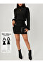 Women's Turtleneck Off-Shoulder Gathered Fitted High-Neck Dress - 5