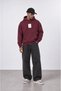 Men's Horse Patch Detailed Oversize Hoodie Claret Red - 4