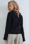 Women's black button-down collar blouse with slit - alc-x15911 - 5