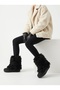Artı-Artı035-3535 Women's Daily Heeled Fur Short Pull-On Black Boots - 5