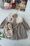 Collared Rabbit Embroidery Detailed Girls' Gingham Dress and Bag - Brown - 5