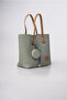 Women's Shoulder Bag with Mirror Charm Accessory, Textured Daily Stylish Handbag Green 18344 - 5