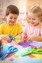 Set of 2 Children's Scissors |   Spring-Loaded Plastic Body Blunt Tip Safe School and Event Scissors - 3