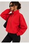 New Season Red Oversize Stand Collar Women's Jacket - 3