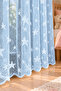 Star Patterned Children's Room Tulle Curtain Blue Girls' Room Ready to Use with Medium Pleated Cornice - 5