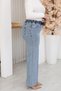 Plus Size Stoned Palazzo Jean Trousers with Elastic Waistband and Stones - 2