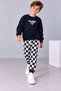 Boy's Big Smile Club Letter Printed Top and Checkered Pants Set - 2