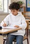 Girls' and Boys' Hooded Sweatshirt White 3 Thread Rostered Fabric with Kangaroo Pocket