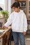 Girls' and Boys' Hooded Sweatshirt White 3 Thread Rostered Fabric with Kangaroo Pocket - 6